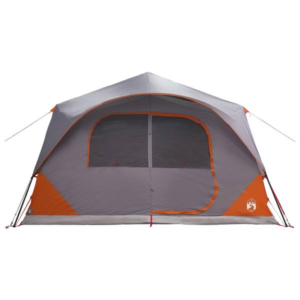 Sofort Zelt 8 Personen Grau und Orange Polyester und Stahl