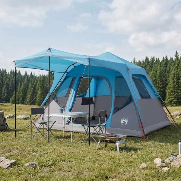 ARDEBO.de - Familienzelt Blau 6-Personen Polyester und Stahl