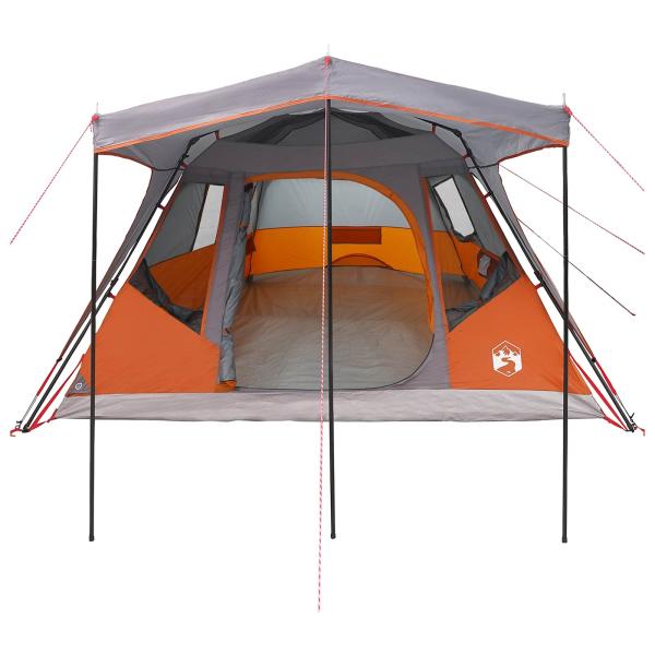 Familienzelt Grau und Orange 6-Personen Polyester und Stahl