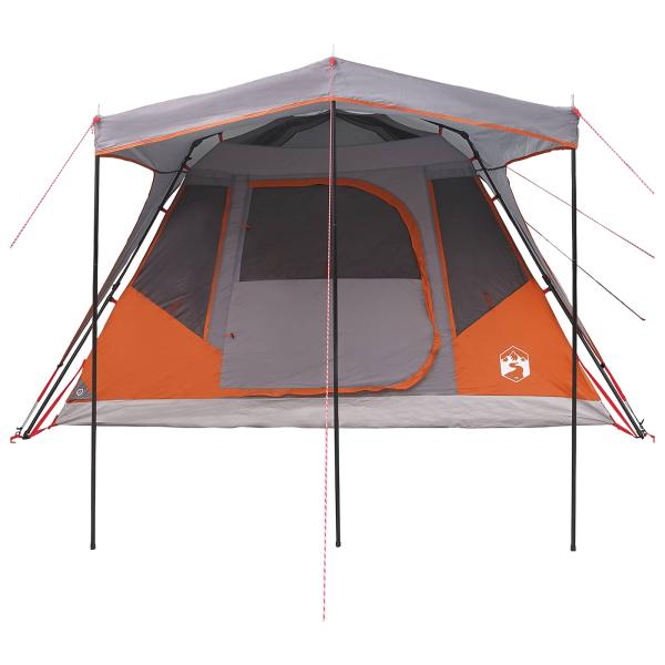Familienzelt Grau und Orange 6-Personen Polyester und Stahl