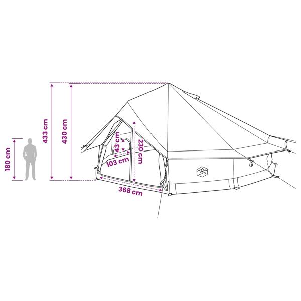 Tipi Zelt 20 Personen Grau und Orange Polyester und Stahl
