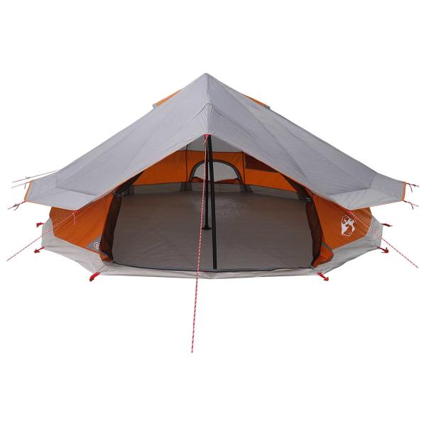 Tipi Zelt 20 Personen Grau und Orange Polyester und Stahl