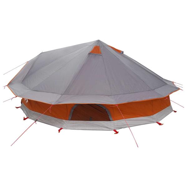 Tipi Zelt 20 Personen Grau und Orange Polyester und Stahl
