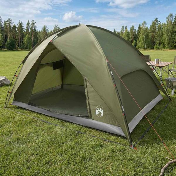 ARDEBO.de - Campingzelt mit Regenhaube wasserdicht 4 Personen Olivgrün