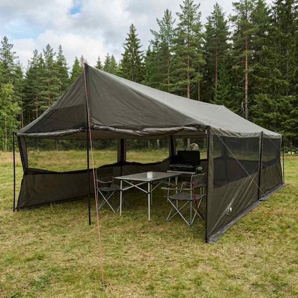 ARDEBO.de - Familienzelt Braun grau 600 x 402 x 268 cm Polyester und Stahl