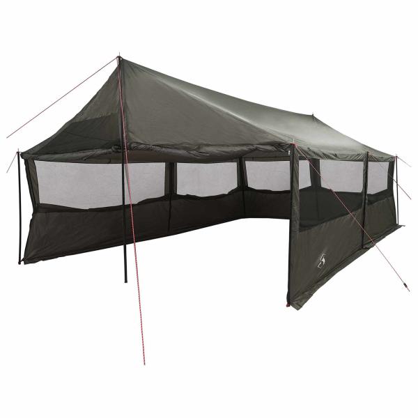 Familienzelt Braun grau 600 x 402 x 268 cm Polyester und Stahl