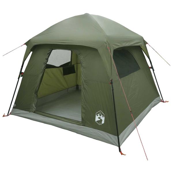 Hütten-Zelt 4 Personen Olivgrün Polyester und Stahl