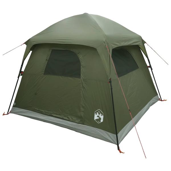 Hütten-Zelt 4 Personen Olivgrün Polyester und Stahl