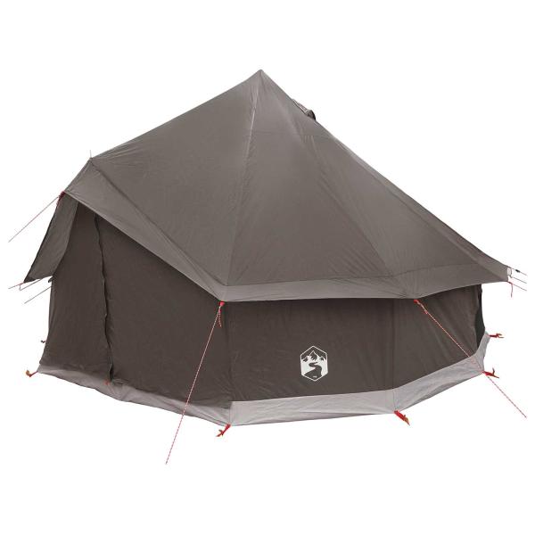 Tipi Zelt 6 Personen Braun Grau Polyester und Stahl