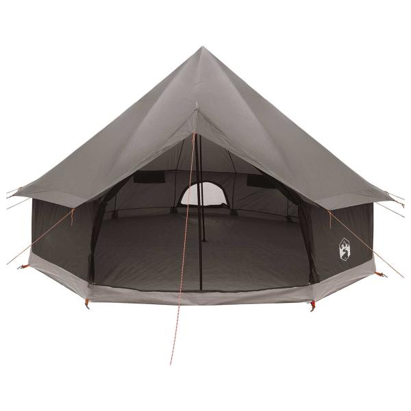 Tipi Zelt 6 Personen Braun Grau Polyester und Stahl