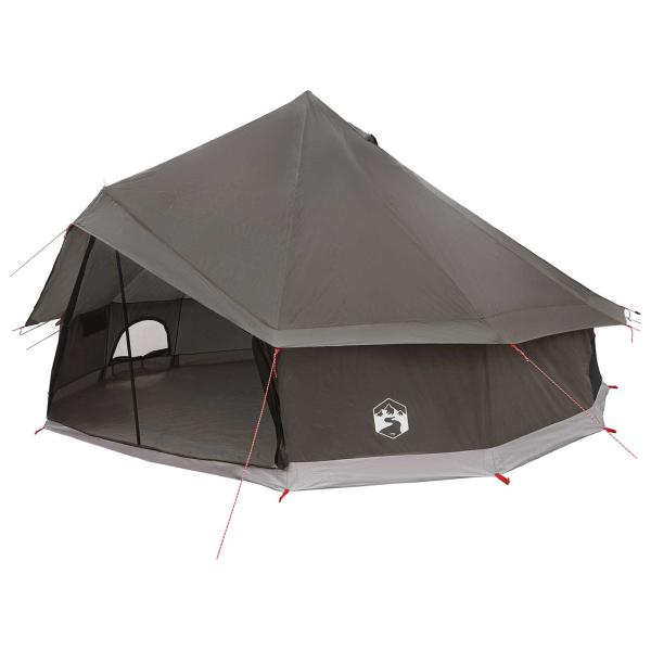 Tipi Zelt 10 Personen Braun Grau Polyester und Stahl