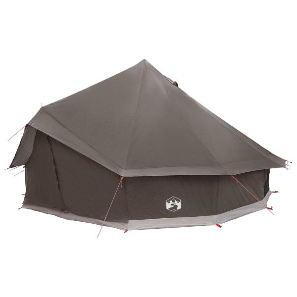Tipi Zelt 10 Personen Braun Grau Polyester und Stahl