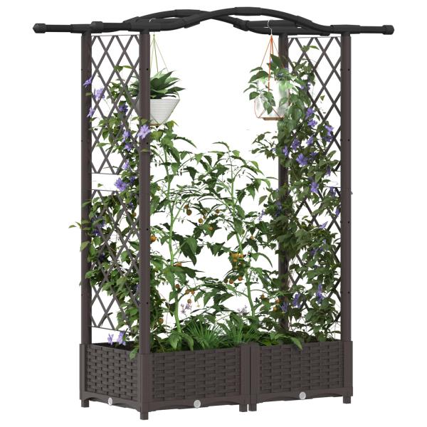 Hochbeet mit Rankgitter und Dach Braun 124 x 40 x 123 cm PP