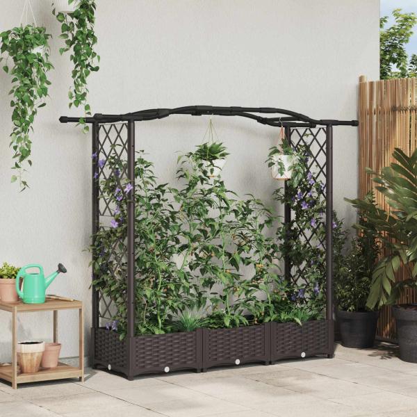 ARDEBO.de - Hochbeet mit Rankgitter und Dach Braun 169 x 40 x 123 cm PP