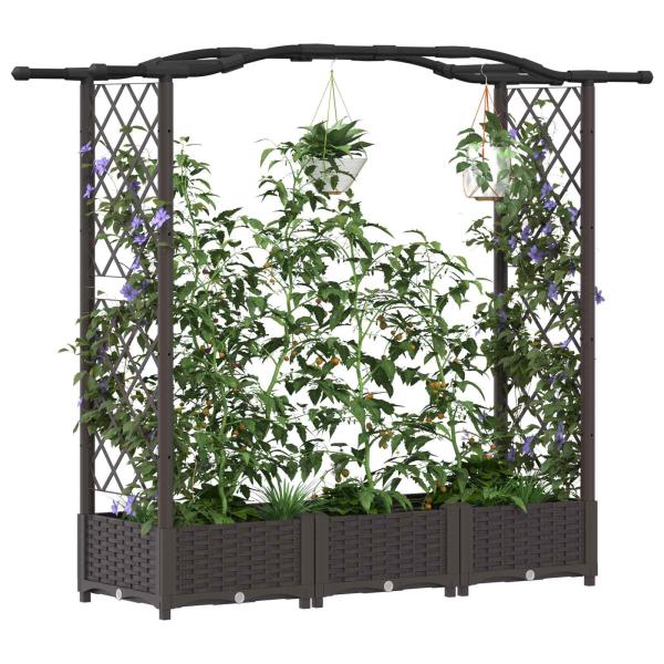 Hochbeet mit Rankgitter und Dach Braun 169 x 40 x 123 cm PP