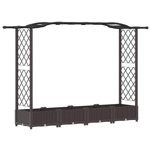Hochbeet mit Rankgitter und Dach Braun 207 x 40 x 123 cm PP