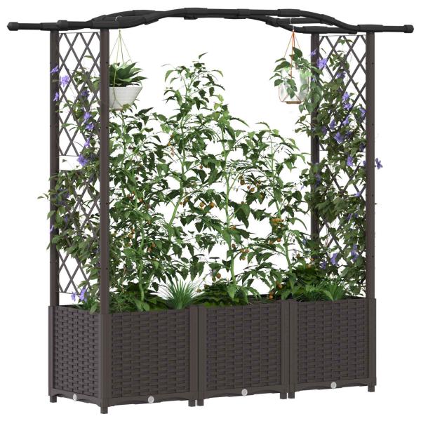 Hochbeet mit Rankgitter und Dach Braun 164 x 40 x 138 cm PP
