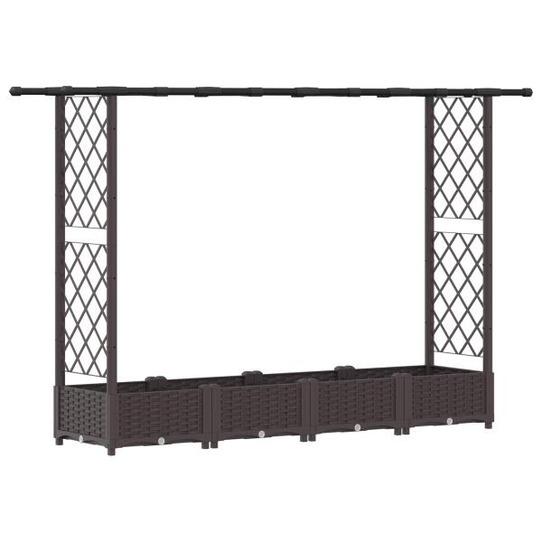 Hochbeet mit Rankgitter und Dach Braun 203 x 40 x 121 cm PP