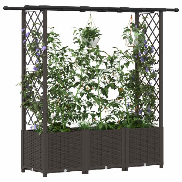 Hochbeet mit Rankgitter und Dach Braun 162,5 x 40 x 136 cm PP