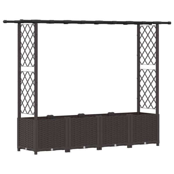 Hochbeet mit Rankgitter und Dach Braun 203 x 40 x 136 cm PP
