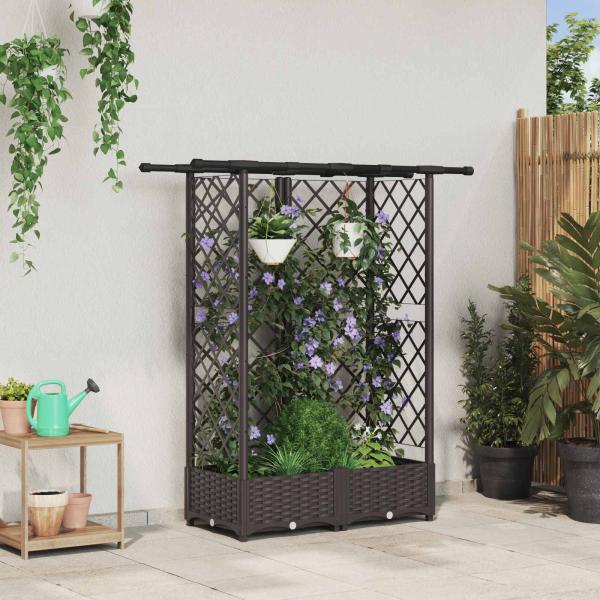 ARDEBO.de - Hochbeet mit Rankgitter und Dach Braun 124 x 40 x 121 cm PP