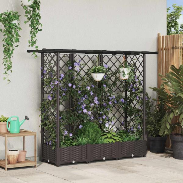 ARDEBO.de - Hochbeet mit Rankgitter und Dach Braun 164 x 40 x 121 cm PP