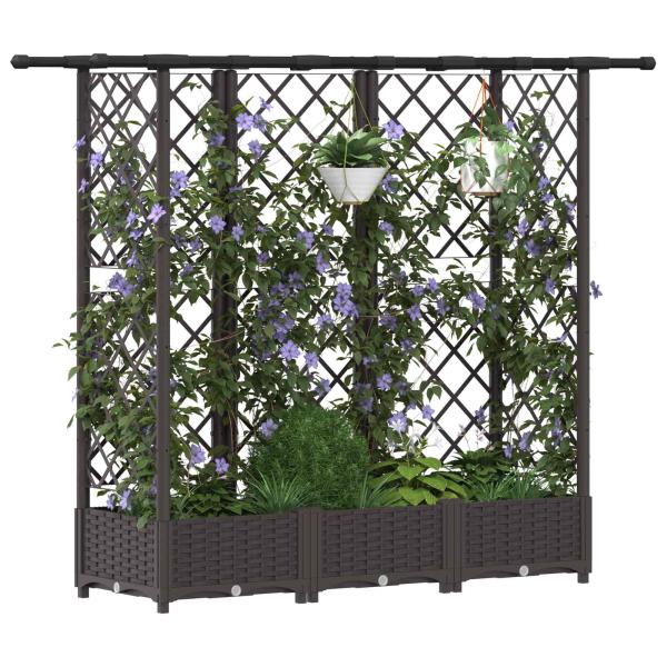 Hochbeet mit Rankgitter und Dach Braun 164 x 40 x 121 cm PP