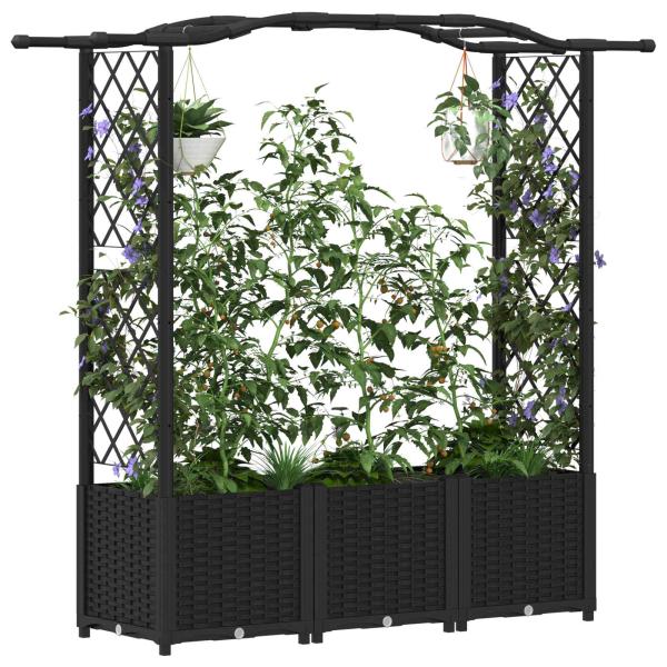 Hochbeet mit Rankgitter und Dach Schwarz 164 x 40 x 138 cm PP