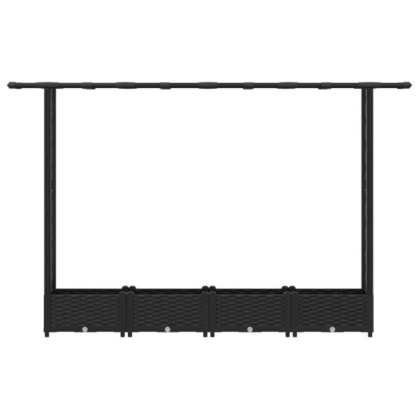 Hochbeet mit Rankgitter und Dach Schwarz 203 x 40 x 121 cm PP
