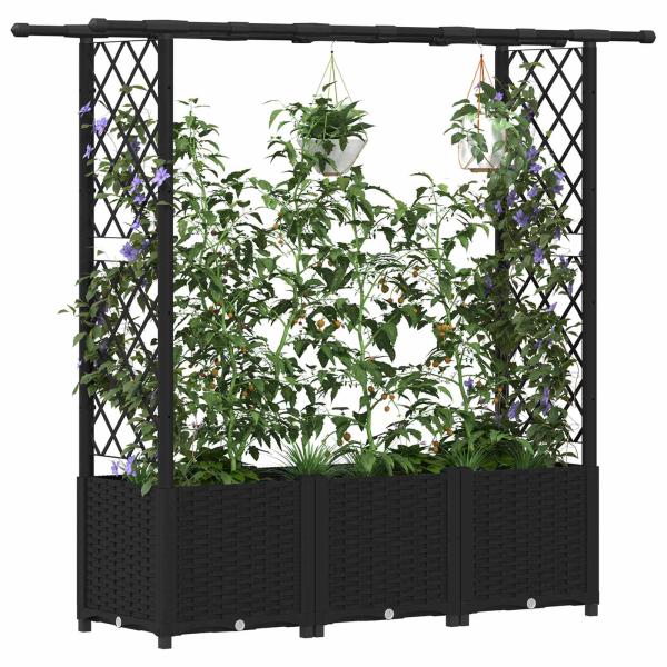 Hochbeet mit Rankgitter und Dach Schwarz 162,5 x 40 x 136 cm PP