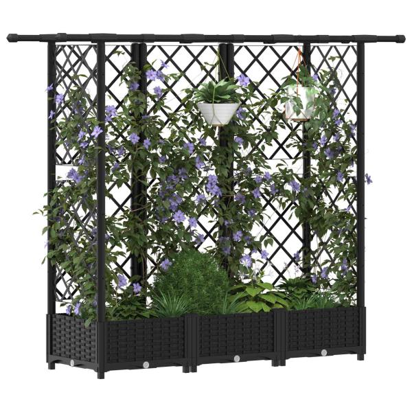 Hochbeet mit Rankgitter und Dach Schwarz 164 x 40 x 121 cm PP