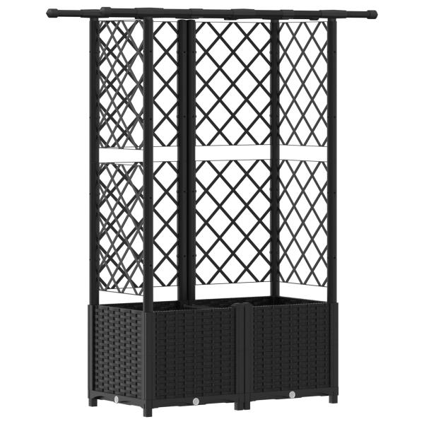 Hochbeet mit Rankgitter und Dach Schwarz 124 x 40 x 136 cm PP