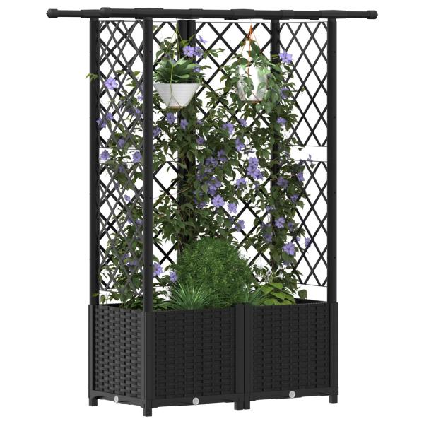 Hochbeet mit Rankgitter und Dach Schwarz 124 x 40 x 136 cm PP