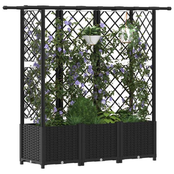 Hochbeet mit Rankgitter und Dach Schwarz 163,5 x 40 x 136 cm PP