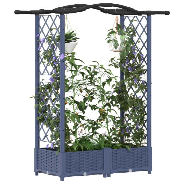 Hochbeet mit Rankgitter und Dach Grau 124 x 40 x 123 cm PP