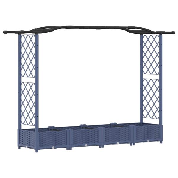 Hochbeet mit Rankgitter und Dach Grau 207 x 40 x 123 cm PP