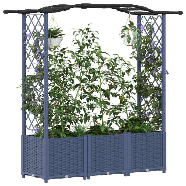 Hochbeet mit Rankgitter und Dach Grau 164 x 40 x 138 cm PP