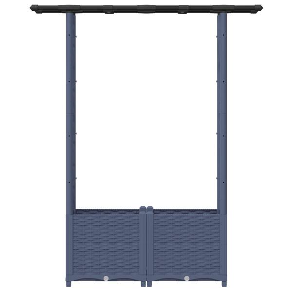 Hochbeet mit Rankgitter und Dach Grau 124,5 x 40 x 136 cm PP