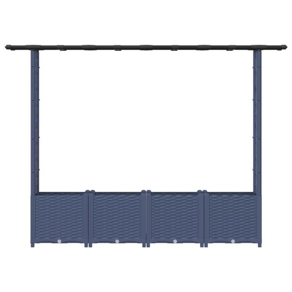 Hochbeet mit Rankgitter und Dach Grau 203 x 40 x 136 cm PP