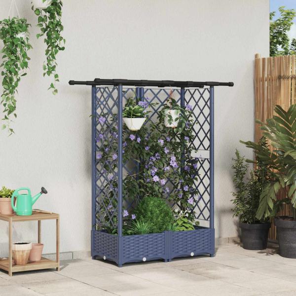 ARDEBO.de - Hochbeet mit Rankgitter und Dach Grau 124 x 40 x 121 cm PP