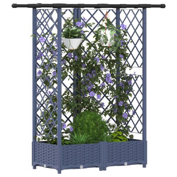 Hochbeet mit Rankgitter und Dach Grau 124 x 40 x 121 cm PP