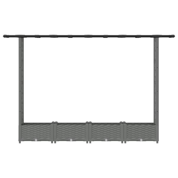 Hochbeet mit Rankgitter und Dach Hellgrau 203 x 40 x 121 cm PP