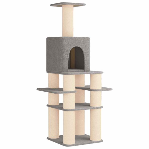Katzennbaum mit Sisal-Kratzsäulen Hellgrau 180 cm