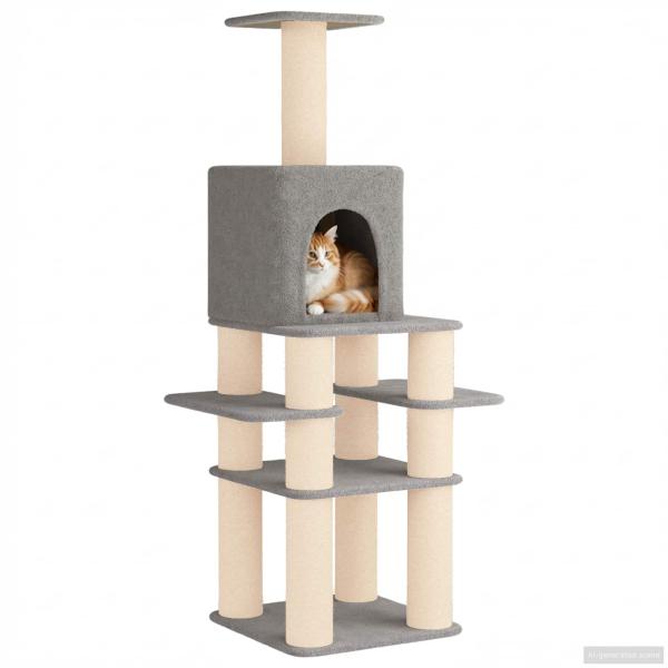 Katzennbaum mit Sisal-Kratzsäulen Hellgrau 180 cm