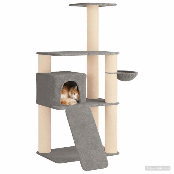 Katzennbaum mit Sisal-Kratzsäulen Hellgrau 173 cm