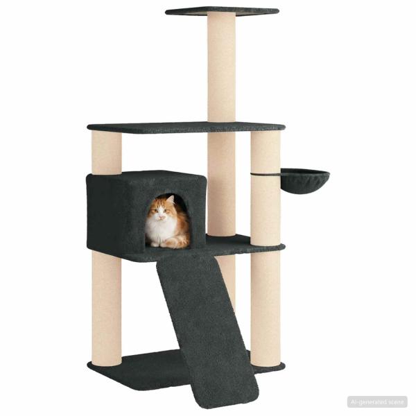 Katzennbaum mit Sisal-Kratzsäulen Dunkelgrau 173 cm