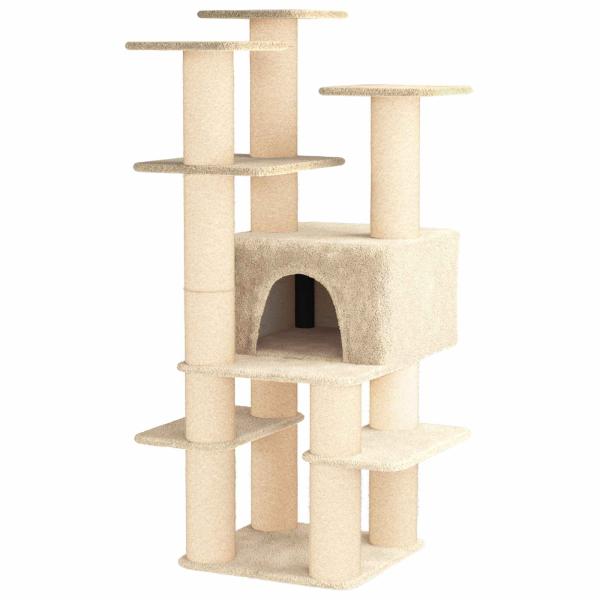 Katzennbaum mit Sisal-Kratzsäulen Creme 161 cm