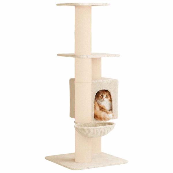 Katzennbaum mit Sisal-Kratzsäulen Creme 137 cm