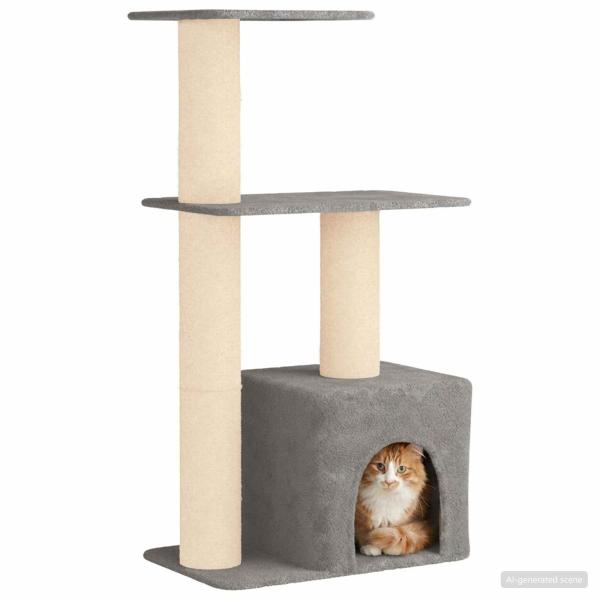 Katzennbaum mit Sisal-Kratzsäulen Hellgrau 133 cm