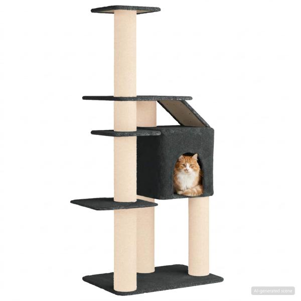 Katzennbaum mit Sisal-Kratzsäulen Dunkelgrau 183 cm
